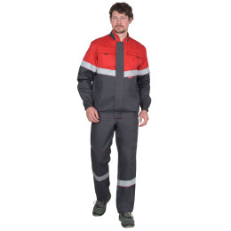 Костюм НАВИГАТОР-РОСС куртка, п/к серый с красным и СОП