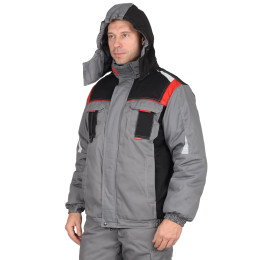 Костюм СТАН куртка, п/к, серый с черной и красной отделкой