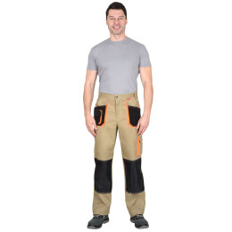 Брюки МАНХЕТТЕН песочный с оранж. и черным тк. мех. стрейч пл. 250г/кв.м