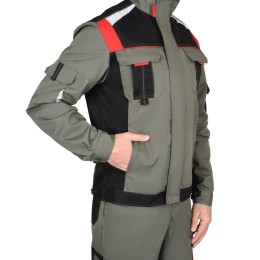 Куртка СТАН оливковая с черным и красным