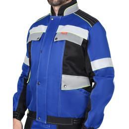 Костюм ПОЛИНОМ куртка, п/к василек с черным и СОП 50 мм