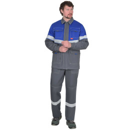 Костюм САМОТЛОР-РОСС куртка, п/к серый с вас. 80% х/б 20% п/э антист. нить 250 г/кв.