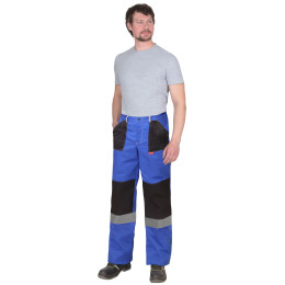 Костюм ЛИГОР мужской летний куртка и брюки, васильковый со св.серым и черным, СОП 50мм