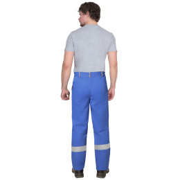 Костюм ЛИГОР мужской летний куртка и брюки, васильковый со св.серым и черным, СОП 50мм