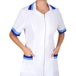 Халат МИЛА женский белый с голубым и васильковым