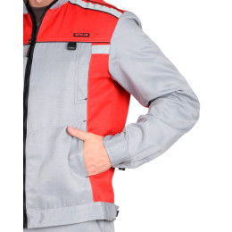 Костюм ПРАКТИК-1 куртка, п/к св. серрый с красным