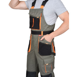 Полукомбинезон МАНХЕТТЕН оливковый с оранжевым и чер. тк. мех. стрейч пл 260 г/кв.м