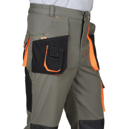 Костюм МАНХЕТТЕН куртка, брюки оливковый с оранжевым и чер. тк. мех. стрейч пл 260 г/кв.м