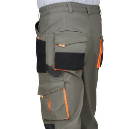 Костюм МАНХЕТТЕН куртка, брюки оливковый с оранжевым и чер. тк. мех. стрейч пл 260 г/кв.м