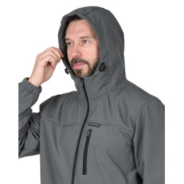 Куртка АЗОВ с капюшоном серый  софтшелл пл 350 г/кв.м