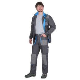Костюм ДВИН куртка, брюки т.серый со ср.серым и голубой отделкой пл. 275 г/кв.м