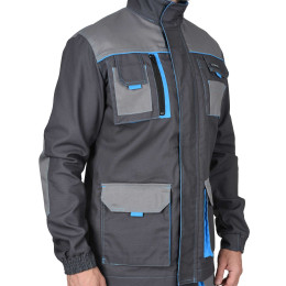 Костюм ДВИН куртка, брюки т.серый со ср.серым и голубой отделкой пл. 275 г/кв.м