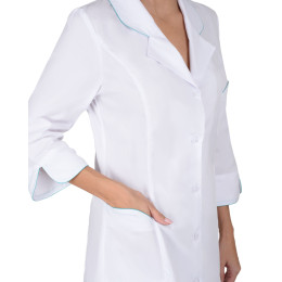 Халат ЖАСМИН женский белый со светло-бирюзовым