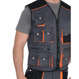 Жилет МАНХЕТТЕН т.серый с оранж. и черным тк. стрейч пл. 250 г/кв.м