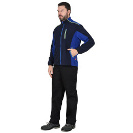 Куртка флисовая ТЕХНО синяя с васильковым