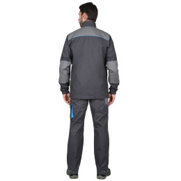 Костюм ДВИН куртка, п/к т.серый со ср.серым и голубой отделкой пл. 275 г/кв.м