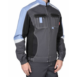 Костюм ФАВОРИТ-МЕГА мужской летний куртка и брюки, серый с черным и сиреневым, СОП