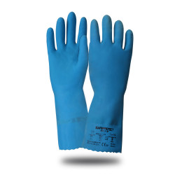 Перчатки Safeprotect КЩС-1-SP синие (латекс, слой Silver, толщ.0,45мм, дл.300мм)