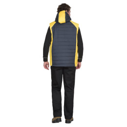 Жилет УРБАН утепленный с капюшоном сине-серый с желтым