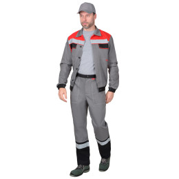 Костюм 5120 куртка, брюки средне-серый с красным и СОП