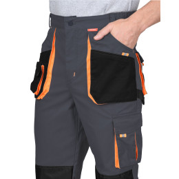 Брюки МАНХЕТТЕН т.серый с оранж. и черным тк.  стрейч пл. 250 г/кв.м