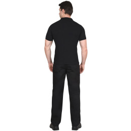 Рубашка-поло черная короткие рукава с манжетом, пл.180 г/м2
