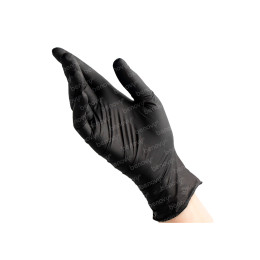 Перчатки одноразовые Benovy нитриловые черные текст. на пальцах (50 пар)