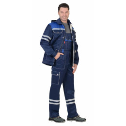 Костюм ЛИДЕР куртка, п/к т.синий с васильком и молочным, СОП