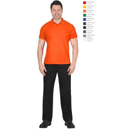 Рубашка-поло оранжевая короткие рукава с манжетом, пл.180 г/м2