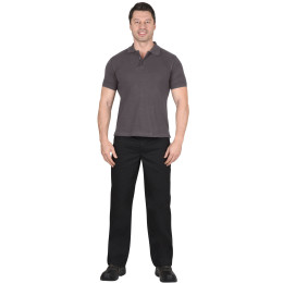 Рубашка-поло серая короткие рукава с манжетом, пл.180 г/м2