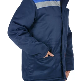 Куртка БРИГАДИР мех. ворот, синяя с васильковым и СОП