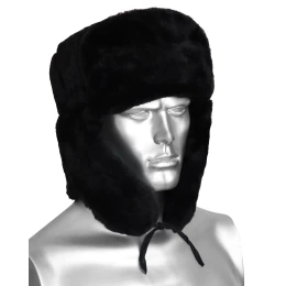 Шапка-ушанка (мутон искусственный) чёрная