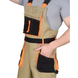 Полукомбинезон МАНХЕТТЕН песочный с оранж. и черным тк. мех. стрейч пл. 250г/кв.м