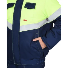 Костюм НАВИГАТОР зимний: куртка кор., п/к, синий с лимонным и СОП