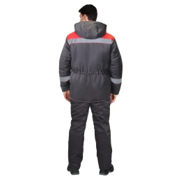 Куртка БРИГАДИР мех. ворот, темно-серая с красным и СОП