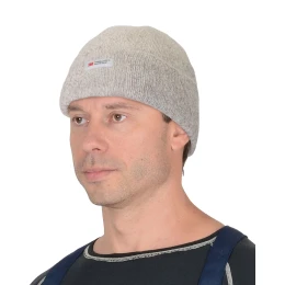 Шапка полушерстяная двойная Иней, утеплитель Тинсулейт, цвет беж.меланж