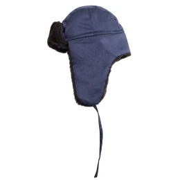 Шапка-ушанка ЛЮКС синяя (тк. смесовая)