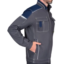 Костюм ДЖЕТ куртка, брюки т-серый с синим тк. мех. стрейч с ВО