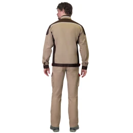 Костюм ДЖЕТ БРАУН куртка, п/к, песочный с т.коричневым тк. мех. стрейч с ВО
