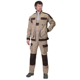 Костюм ДЖЕТ БРАУН куртка, п/к, песочный с т.коричневым тк. мех. стрейч с ВО