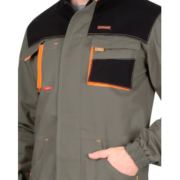 Куртка МАНХЕТТЕН оливковый с оранжевым и чер. тк. мех. стрейч пл 260 г/кв.м