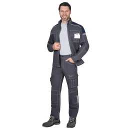 Куртка ДЖЕТ короткая, т.серая с синим тк. мех. стрейч с ВО