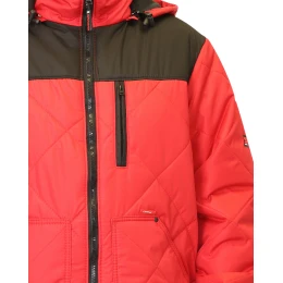 Куртка ПРАГА-ЛЮКС короткая с капюшоном, красная с черным