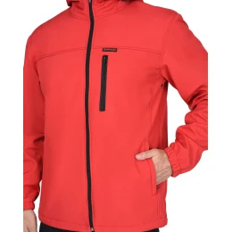 Куртка АЗОВ с капюшоном красная софтшелл пл 350 г/кв.м