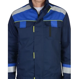 Куртка БОСТОН т.синяя с васильковой и черной отделкой