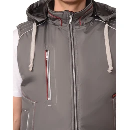 Жилет АЛЕКС утепленный с капюшоном серый